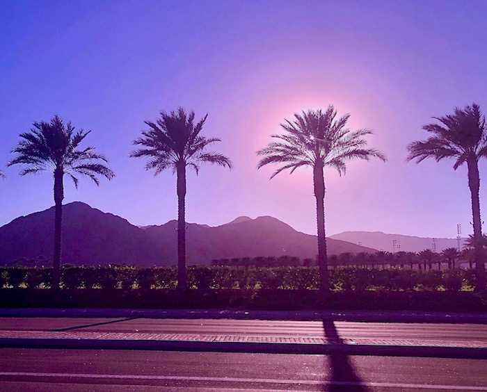 Palm Springs in purple twilight