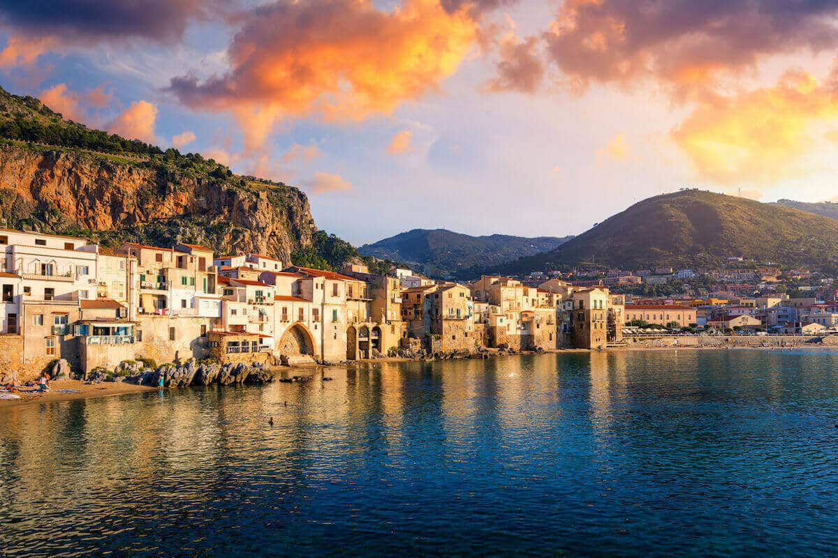 Sicily coastline at sunset