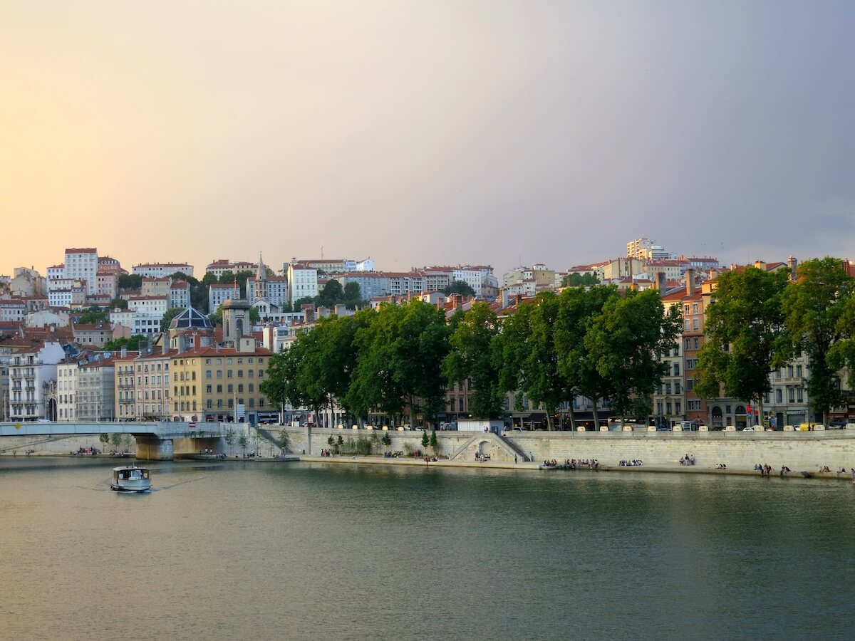 River in Lyon France in summer