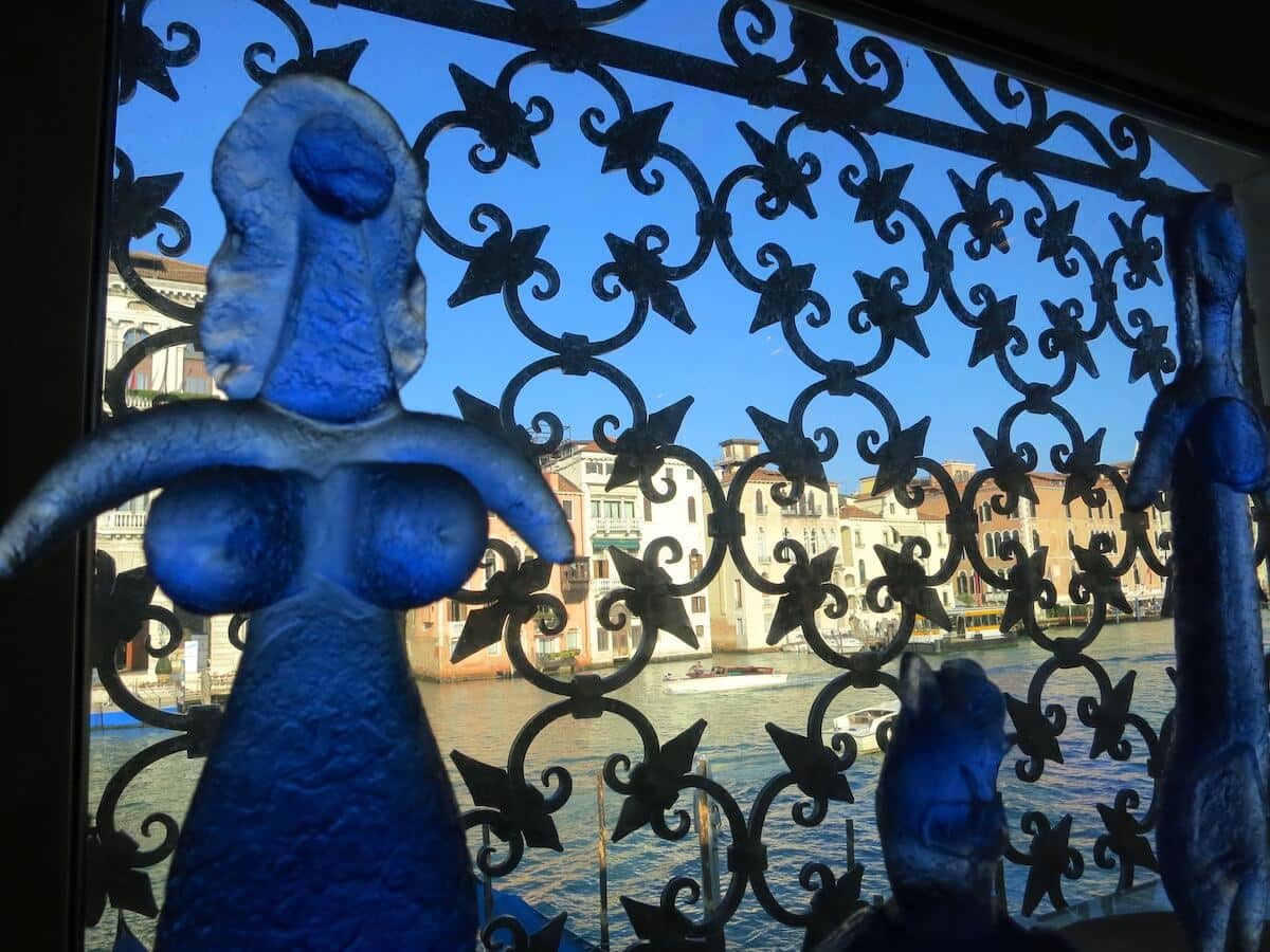 Blue glass and window at Peggy Guggenheim Museum in Venice