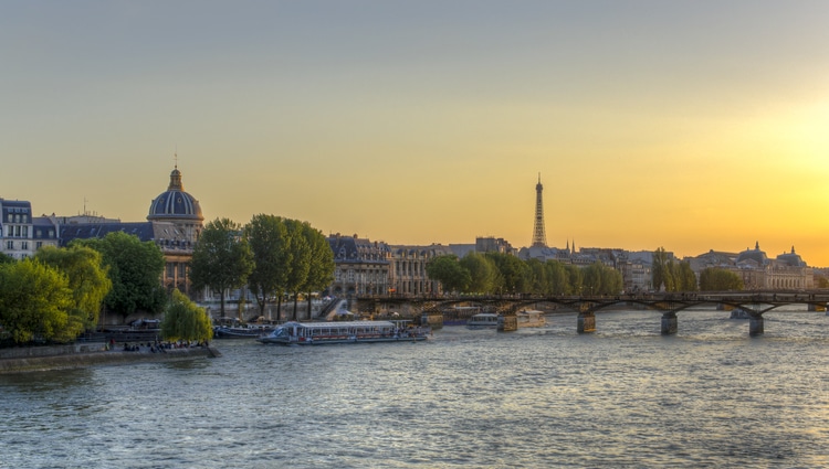 Sunset view of Paris from the river