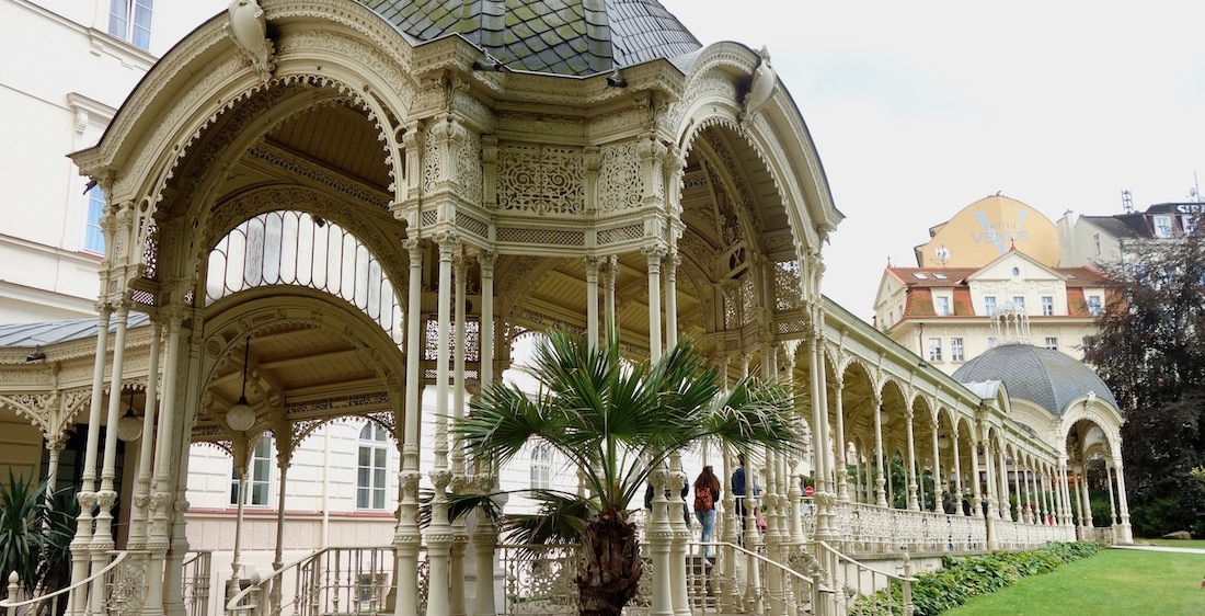 Drinking pavilion with hot springs fountains in Karlovy Vary