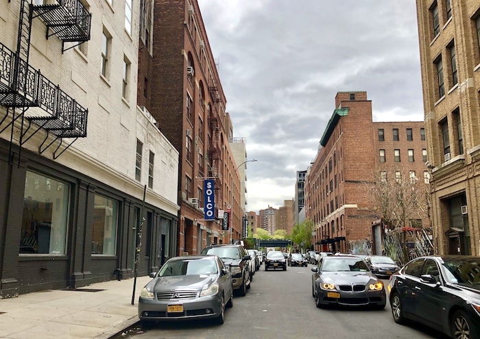 Chelsea street scene with galleries in New York