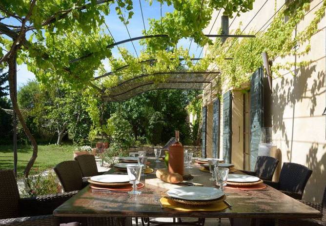 Terrace on a luxury vacation rental in France