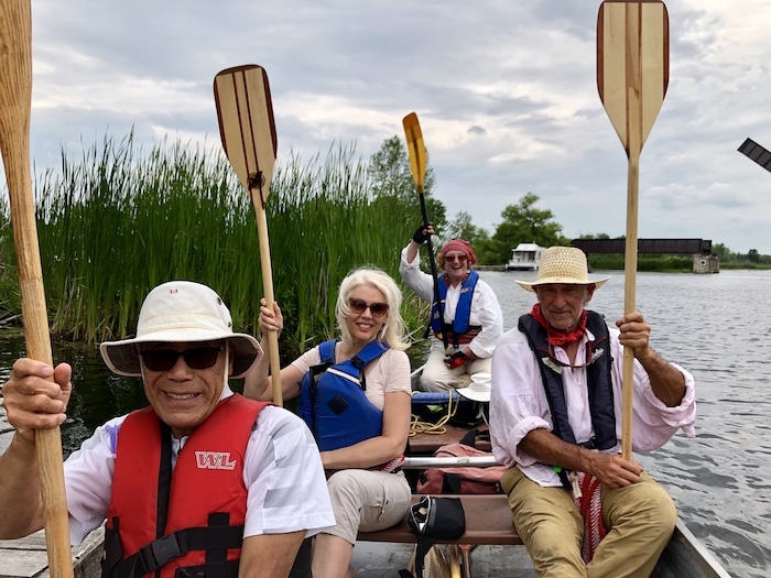 Paddlers on a Canoe Tour with Rideau RoundTable at Smiths Falls Ontario