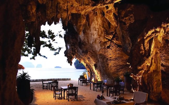 Restaurant in a cave at Rayavadee Resort Krabi Thailand