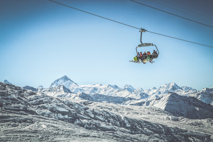Ski lift in the Swiss Alps of Leukerbad Switzerland