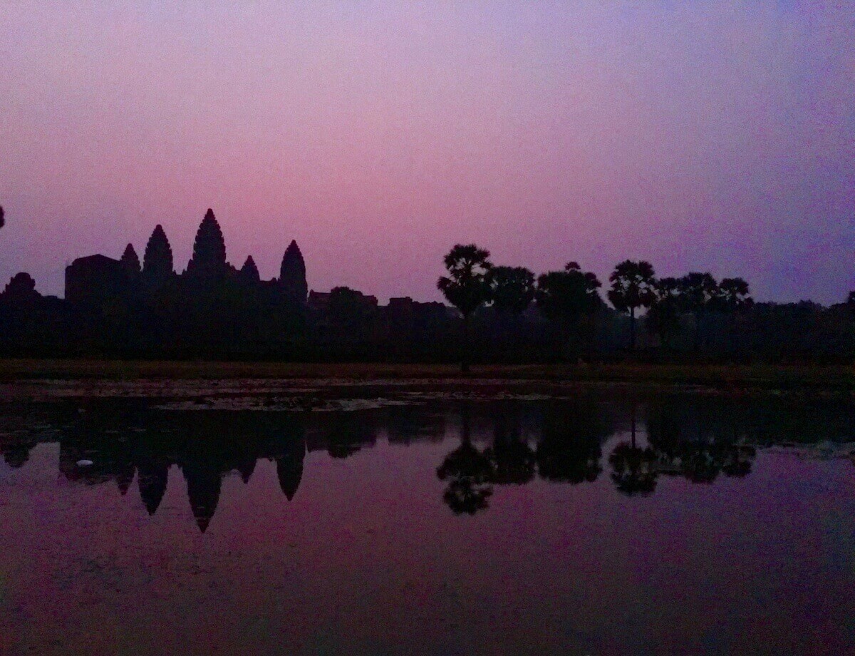 Angkor Wat sunrise in purple light
