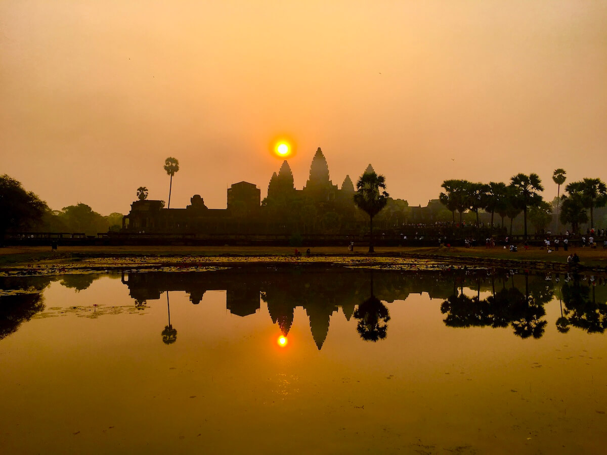 Orange light at Angkor Wat sunset 