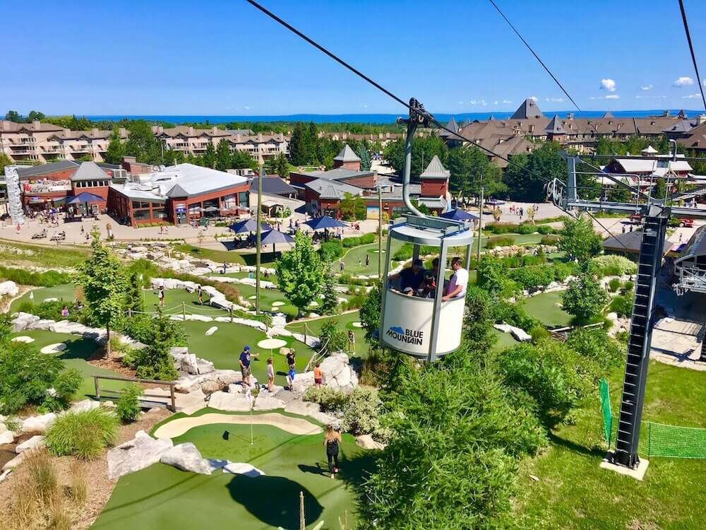 open air gondola with a view of georgian bay