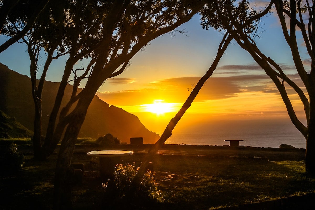 sunset view of chapman's peak and the coast