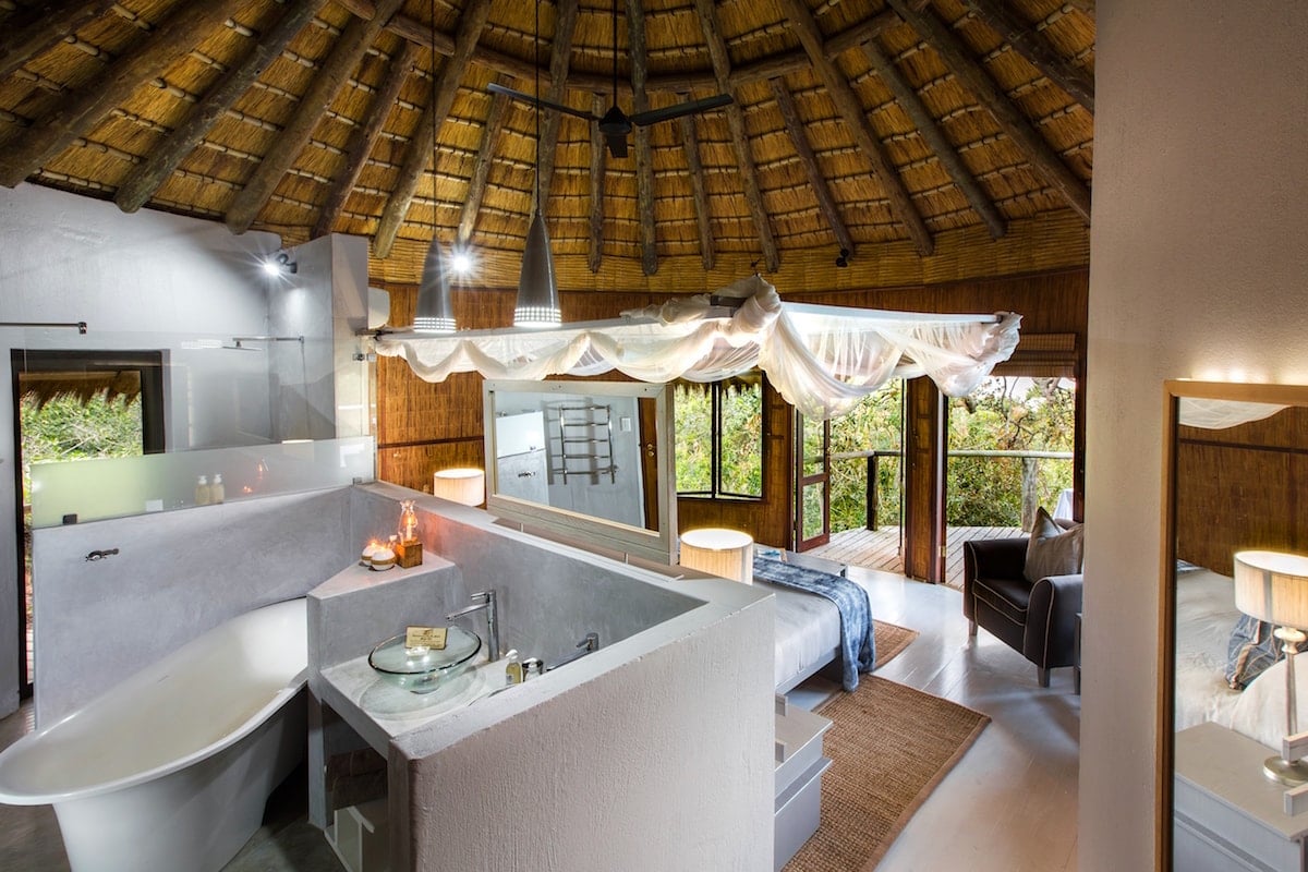 interior shot of the a top luxury hotel in south africa, thonga beach lodge