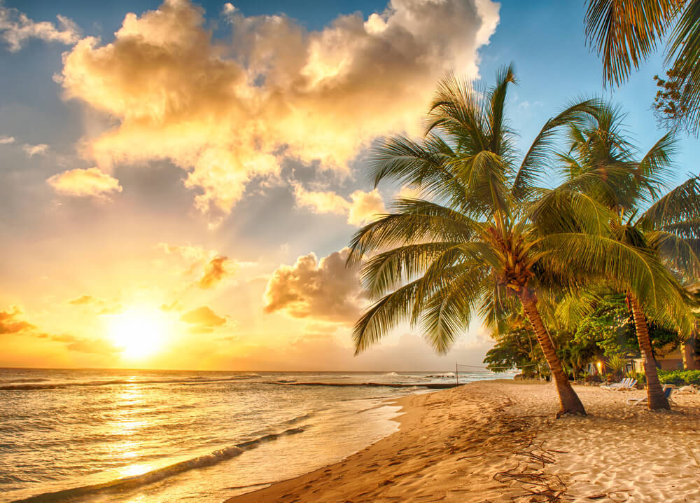 golden sunset in the caribbean