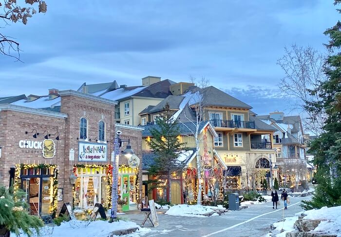 The Ontario getaway for couples of BlueMountain Village in the snow