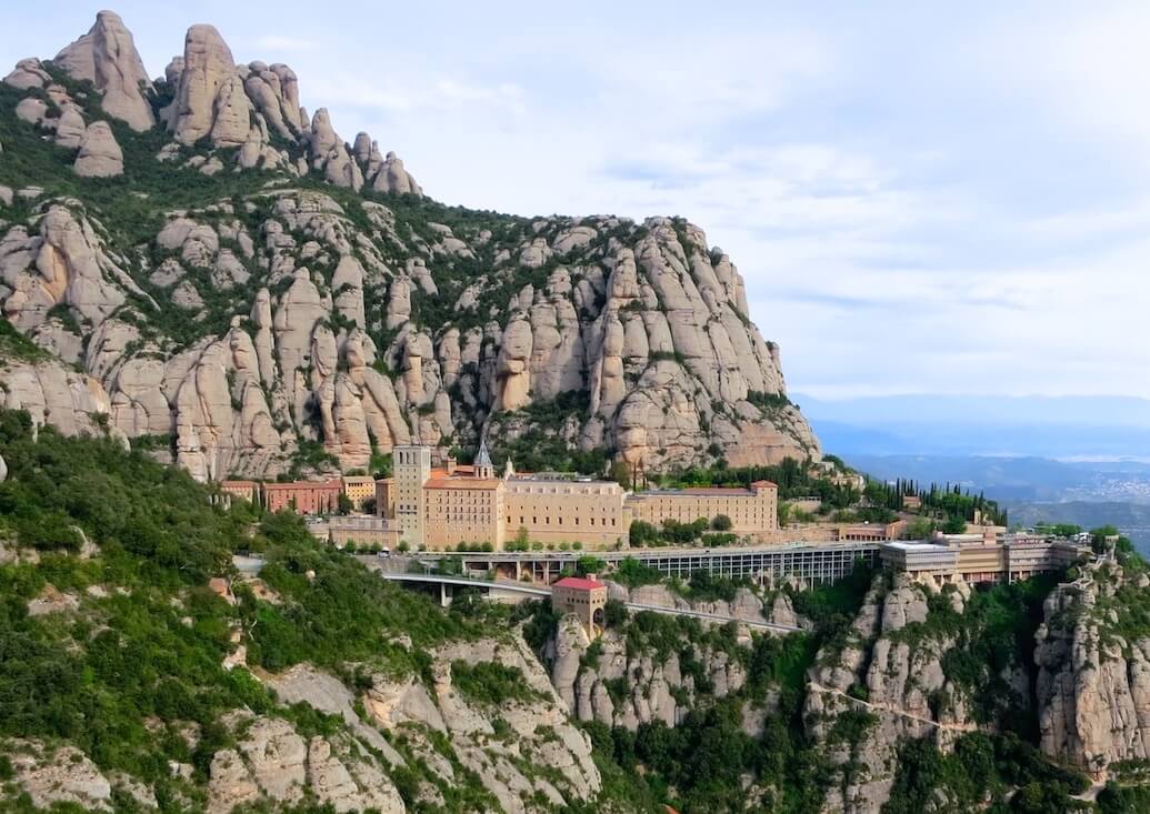 Montserrat Mountain and Abbey from a distance.