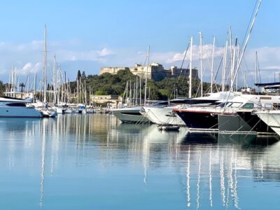 antibes port with boats and calm water