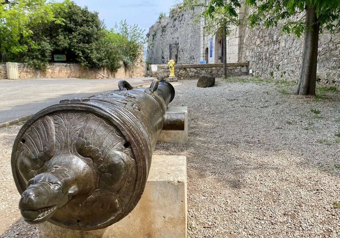 Ornate cannon outside Fort Royal in the South of France
