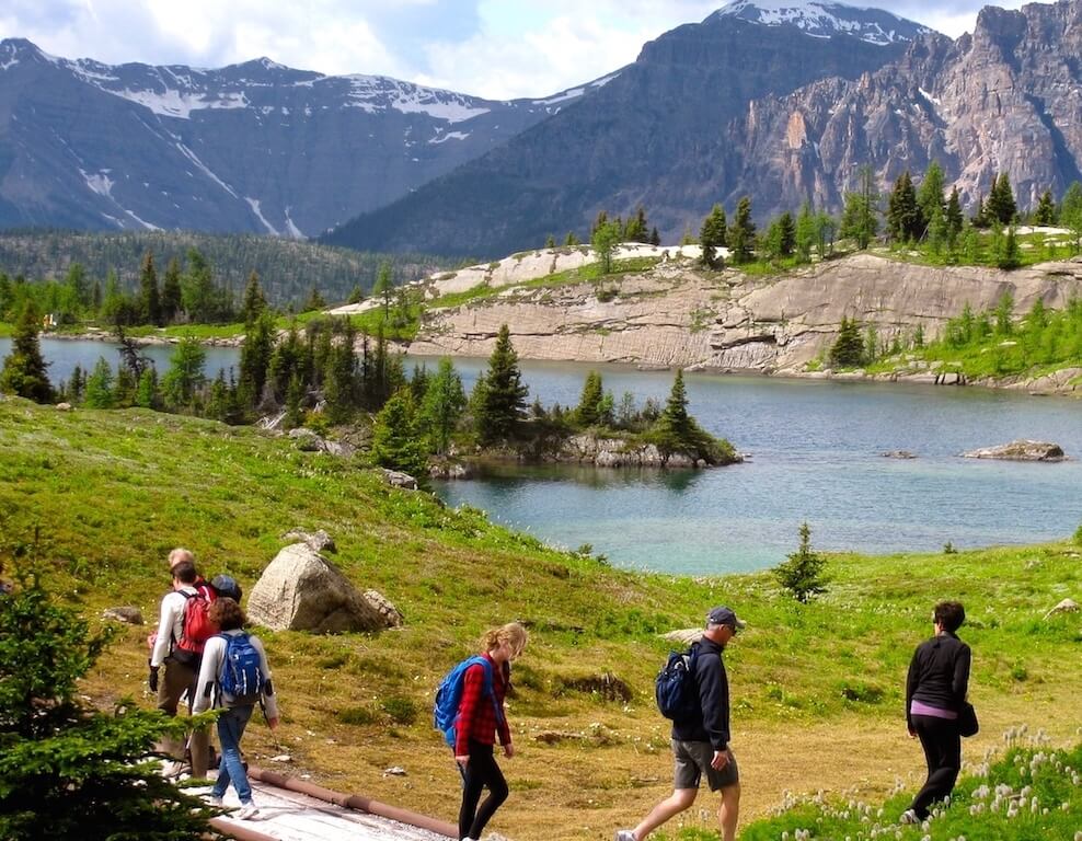 Hikers at Sunshine in the Canadian Rockies
