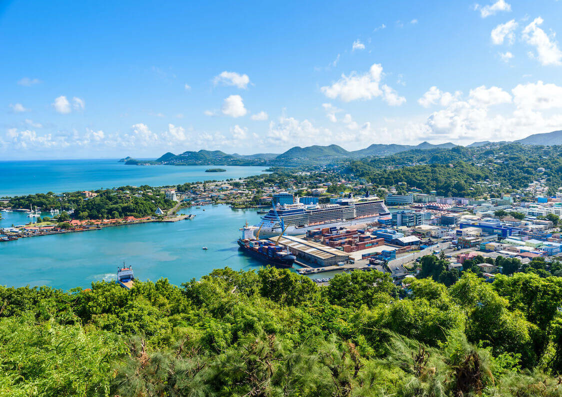 Overlooking the city of Castries in the Caribbean