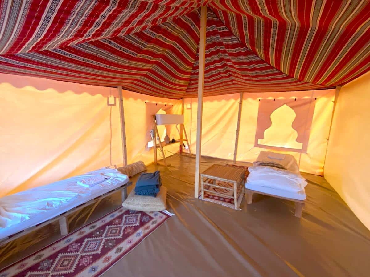 Luxury camping tent interior