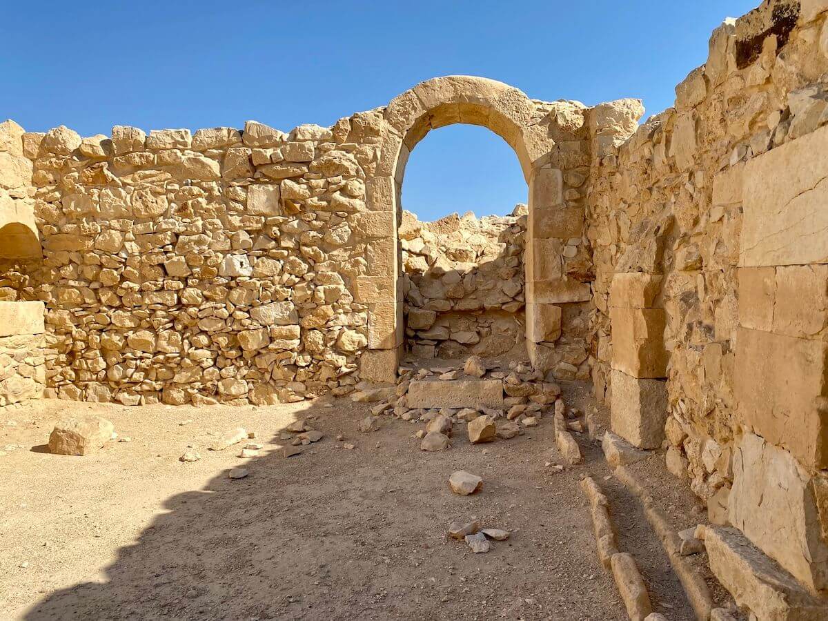 Arched stone doorway at Avdat, an ancient Nabatean city in the Negev