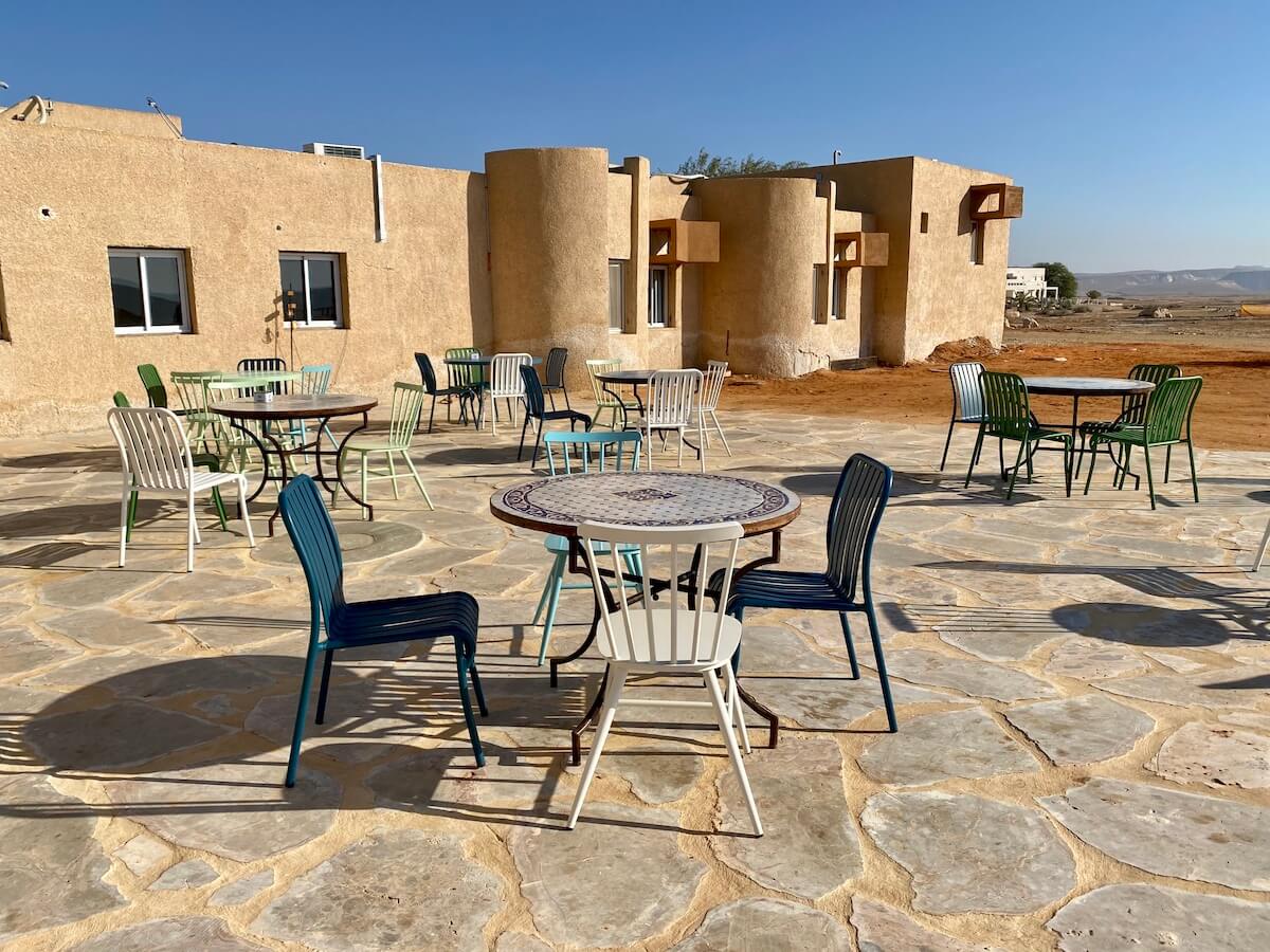 Patio at Sherman's Hotel in Midreshet Sde Boker