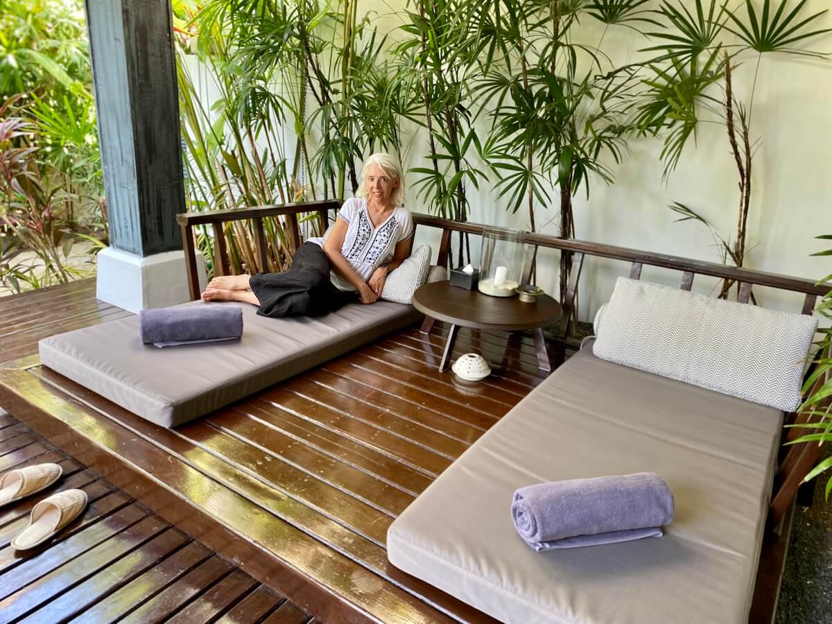 Carol Perehudoff at Anantara Lawana Thailand on pool suite deck