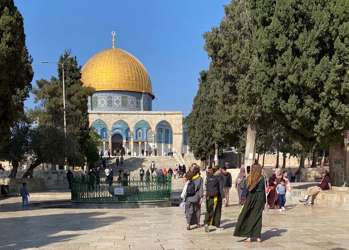 People visiting the Dome of the Rock