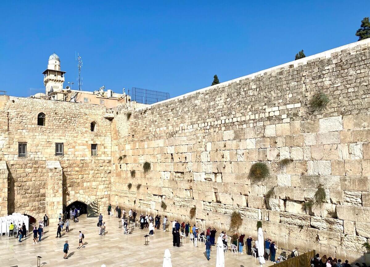 Western Wall as seen from the bridge to Temple Mount