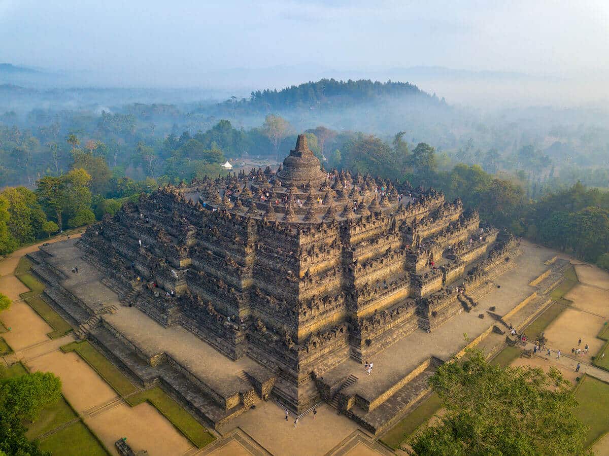 Borobudur in Indonesia from above.