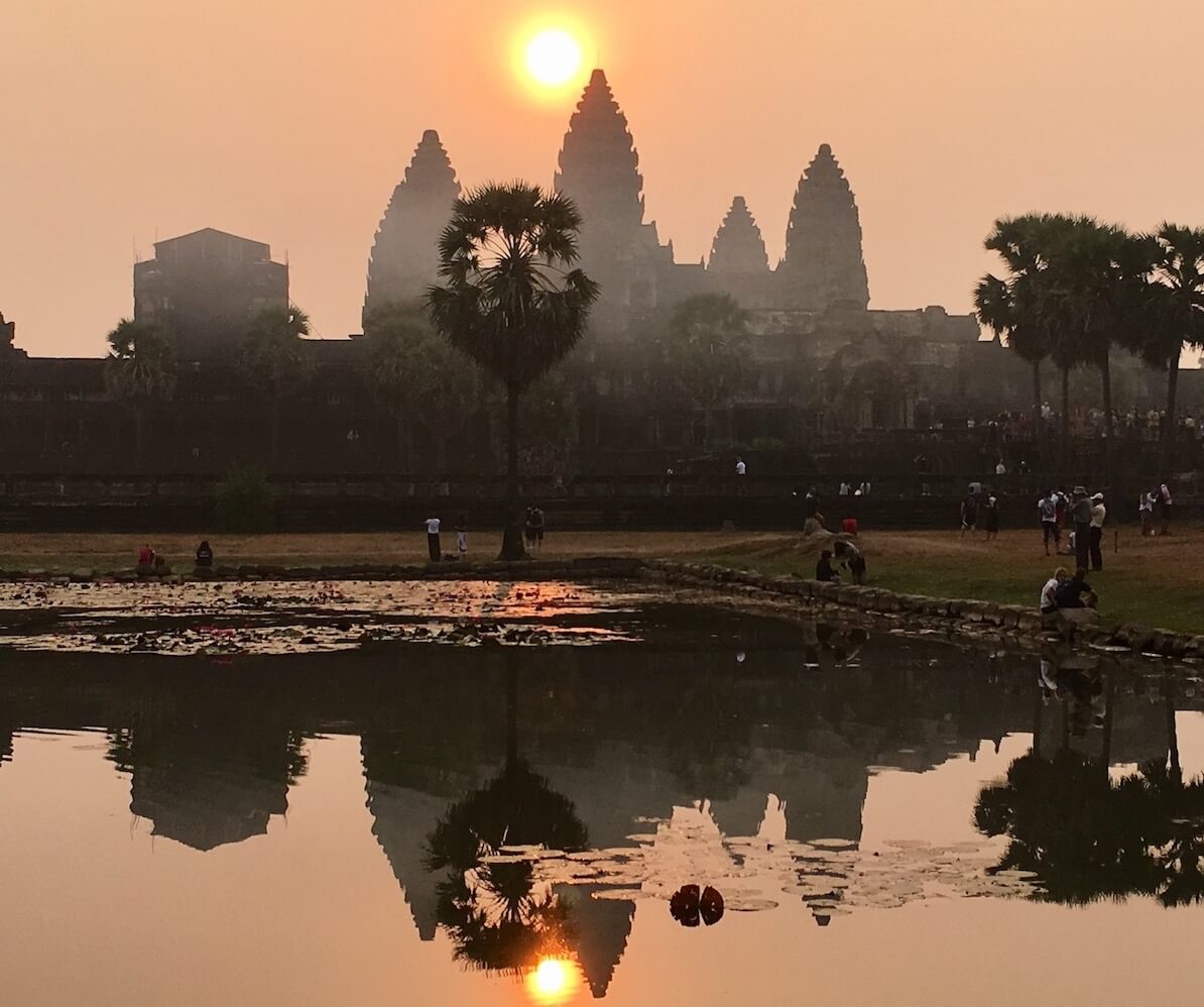 Historical Temple of Angkor Wat at Sunrise.