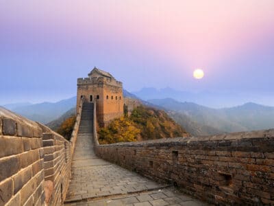 Great Wall of China at twilight.