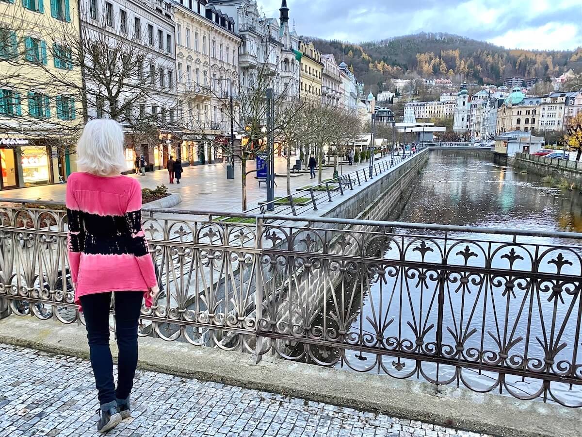 Woman on a bridge in Karlovy Vary
