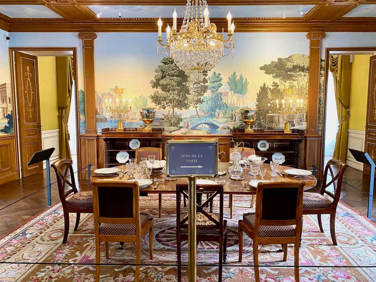 The dining room with murals at Le Casin, the house on the Caillebotte Estate.