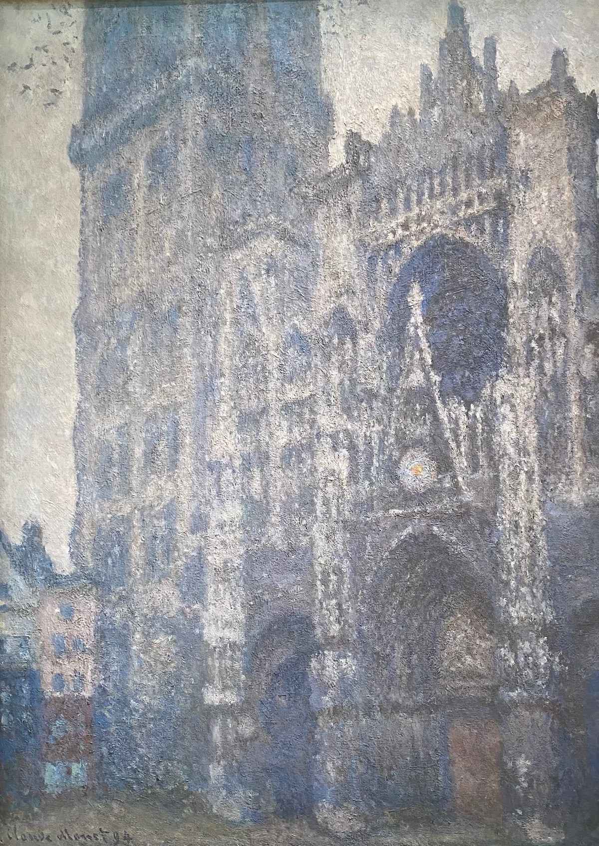 Painting by Monet of Rouen Cathedral, Facade and Tour d'Albane. Grey Weather.